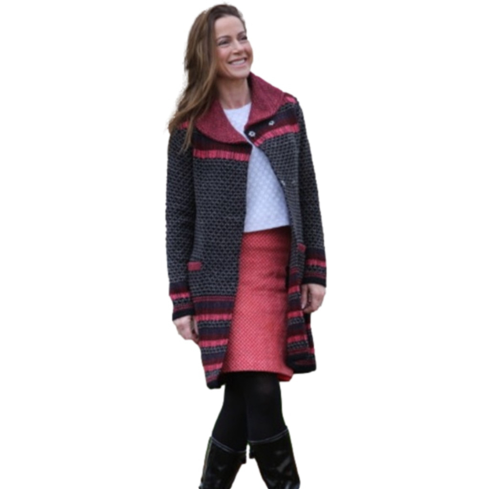 PER UNA Chunky Knit Long Wool Blend Sweater Jacket Cardigan, Small